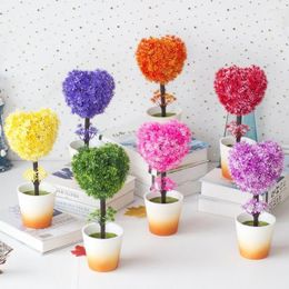 Decoratieve bloemen veilig unieke topiary kunstmatige pruimenbloesem planten geurloze simulatieboom onwaar voor Parterre