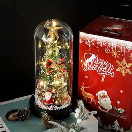 Fleurs décoratives Santa Claus Bell Bow Cadeau de Noël Cadeau de la Saint-Valentin Anniversaire ours Boun Doll Glass Shade Lantern