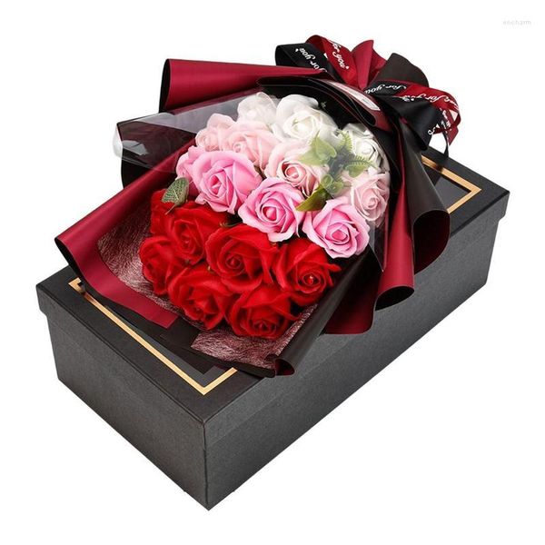 Flores decorativas Jabón perfumado Ramo de flores Artificial Rose Pétalo floral con desmayo