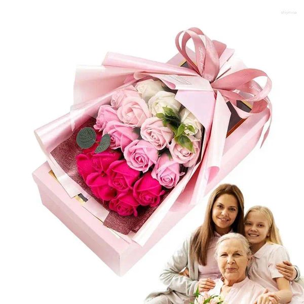 Fleurs décoratives savon parfumé Bouquet de fleurs bain Rose artificielle mariage mère père cadeaux avec parfum léger