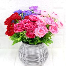 Decoratieve bloemen Verkoop 1 stks/35 cm Rose Pink Silk Bouquet Peony Artificial Flower 6 Big Head Bruid Wedding Home Decoratie Artifi