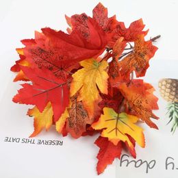 Fleurs décoratives vente fausses feuilles d'automne 1 pièces Faux décoration érable artificiel pour fête de mariage et décor de Thanksgiving