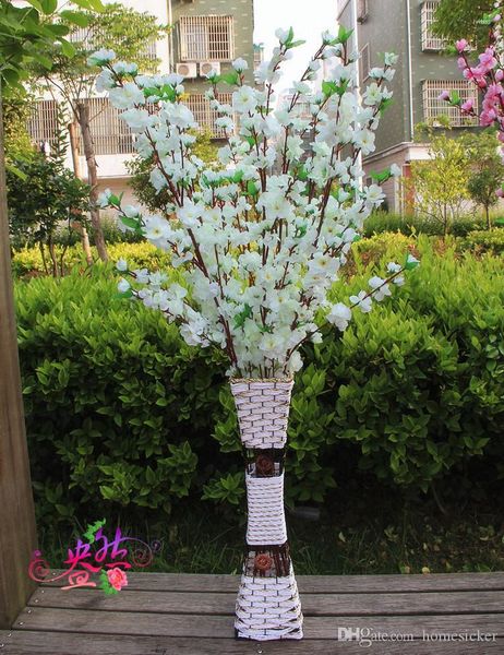 Fleurs décoratives vente décoration de fête de jardin décorations de mariage naturel grand tissu artificiel fleur de cerisier soie 5 couleurs