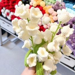 Bouquet de muguet tissé à la main, vente de fleurs décoratives, Simulation de fleurs tricotées à la main, ornements, décoration de maison