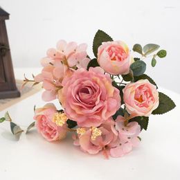 Fleurs décoratives-vente de fleurs d'hortensia pivoine, mélange de couleurs et décoration familiale assortie pour la saint-valentin