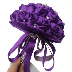 Decoratieve bloemen verkopen paarse kristallen bruidsboeketten voor decoratie