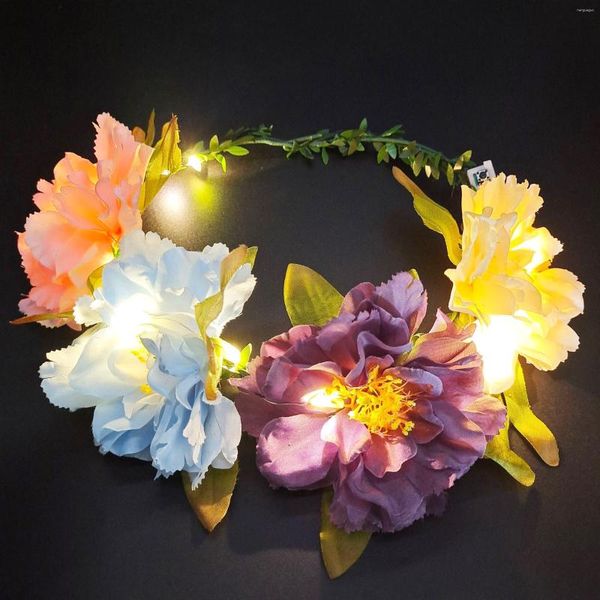 Les fleurs décoratives de la série Sen Brighten Headwear sont livrées avec trois façons d'émettre de la lumière, y compris des piles, une couronne de photographie de mariage de mariée 2023