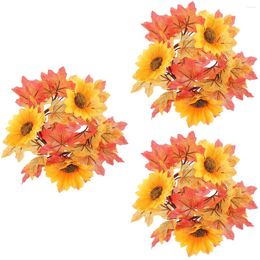 Fleurs décoratives Set 3 Maple Couronne de porte Décor de feuilles Anneaux Fall Party PE (Plastique) Home Goods