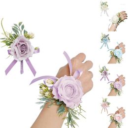Ensemble de fleurs décoratives, 2 boutonnières, fleur de poignet, Corsage artificiel pour marié et marié, pour fêtes d'anniversaire