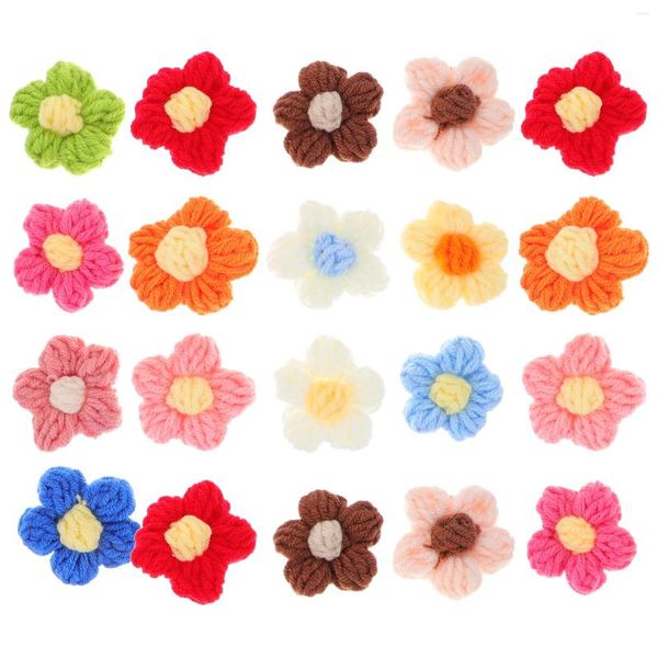 Fleurs décoratives cousues sur des patchs de fleurs, Appliques florales au crochet, embellissements pour vêtements, décor artisanal d'art