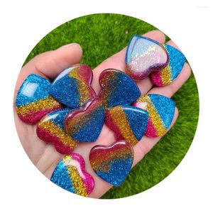 Decoratieve bloemen Glanzend hart Hars Gradiënt Glitter Flackback Cabochon Art Supply Decoratie Charm Craft DIY