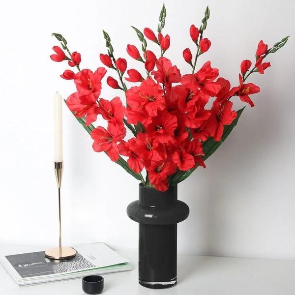 Fleurs décoratives sia fleur rouge blanc rose glaïeul plantes artificielles pe matériaux de jardin intérieur