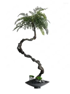 Decoratieve bloemen stille wind simulatie plant indoor thee -thee bureaublad bonsai boom gedroogde takken groene decoratie zen ornament