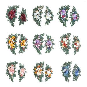 Fleurs décoratives en soie couronne artificielle suspendue Décoration de mariage Natural Arrangement floral