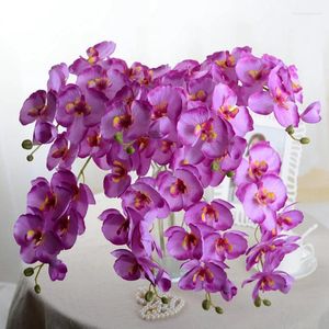 Decoratieve Bloemen Zijden Vlinder Orchidee Kunstmatige Fake Phalaenopsis Paarse Bloem Voor Arrangement Bruiloft Party Home Decor