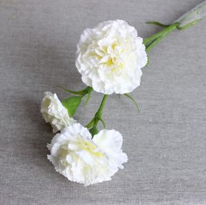 Fleurs décoratives en soie en soie fleurs artificielles bouquentes 3 têtes fleurs de soie de carnation artificielle pour décorations de la maison