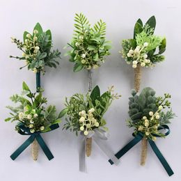 Fleurs décoratives Corsage en soie accessoires de témoin de mariage pour hommes Bracelet fleur