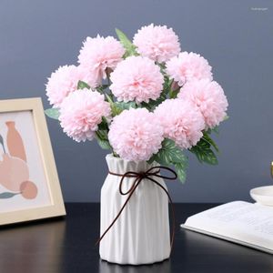 Decoratieve bloemen Silk Dandelions Kunstmatige Hydrangea Ball Flower voor thuisbruiloft Woonkamer Decoratie Fake Plant Vaas Arrangement