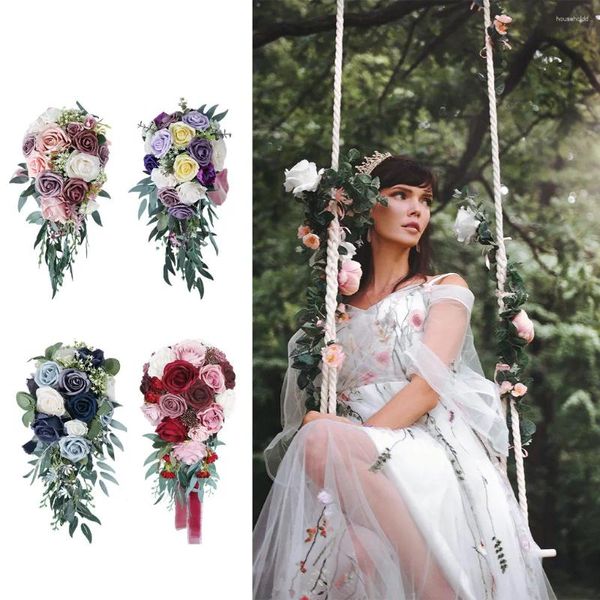 Flores decorativas seda elegante artificial para ramos de boda y centros de mesa duración duradera raíces de loto vintage