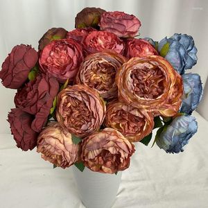 Decoratieve bloemen Silk Fake Raffi Roses Bouquet Artificial Flower Restaurant Tea Tafel Tuin Decoratie Coke rand Simulatie Rose Bloemen