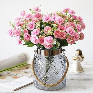 Decoratieve bloemen Silk Hydrangea Artificial Carnation Bouquet Rose Fake vaas voor thuisbruiloft Decoratie Accessories Planten