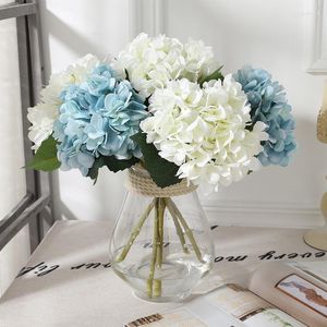 Fleurs décoratives Soie Hortensia Bouquet Artificiel 2 Feuilles Faux Fleur Pour La Décoration Intérieure Table De Jardin Décoration De Mariage DIY Vase Accessoire