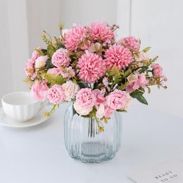 Decoratieve Bloemen Zijde Hortensia Lila Kunstmatige Bruidsboeket Vaas Voor Woondecoratie Accessoires Kerst Garland Plakboek