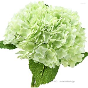 Fleurs décoratives Soie Hortensia Toucher réel Grande Longue Tige Artificielle Pour Arrangements Floraux 2pcs