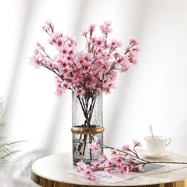 Fleurs décoratives Silk Peach Blossom Artificiel Flower Simulation Branches Cherry Branches Plum Holiday Mariage Accessoires