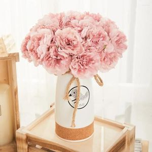 Fleurs décoratives Silk Peony Bouquet Artificiel Wedding Home Room Room Automne Decoration Fake for DIY Crafting Arrangement