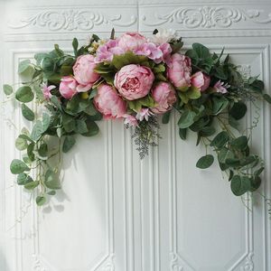 Flores decorativas Guirnalda de peonía de seda Flor artificial Banquete de boda Reunión familiar para la decoración de la puerta