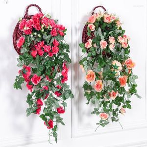 Decoratieve bloemen zijden roos bloem kunstmatige planten wijnstok bruiloft decoratie huiskamer hangende muur decor tuin diy slinger nep plastic