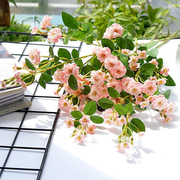 Fleurs décoratives Roses en soie artificielle longue branche Mini Rose pour la décoration de Table à la maison centre commercial mariage Po accessoires