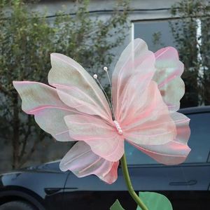 Fleurs décoratives fil de soie papillon artificiel 50cm gaze géante tridimensionnelle décor de Mariage affichage de décoration de vacances