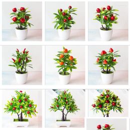 Decoratieve bloemen Gesimuleerde groene planten Bonsai Fruit en ingemaakte bramen Sinaasappelsimulatieboom Dhtgr