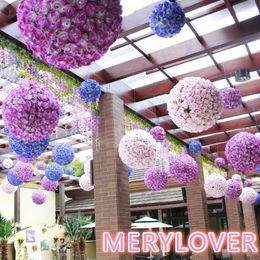 Decoratieve bloemen eenvoudig 1 pc's 25 cm kunstmatige zijden roosbal voor bruiloft pomander over kussen feestdecoratie