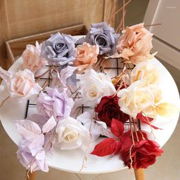 Fleurs décoratives simulées 2 Roses mariage maison fête salon Table à manger arrangement floral pendentif accessoires de photographie décoration