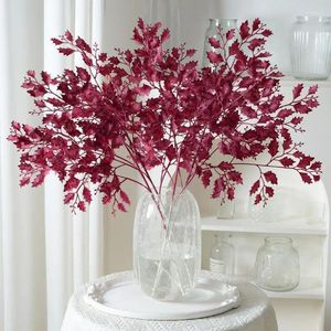 Fleurs décoratives simulées feuilles de chêne à 5 branches feuille d'étoile herbe salle de mariage El Guide Table à manger décoration plastique Flowe
