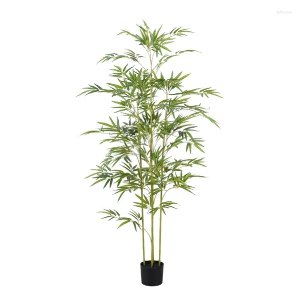 Fleurs décoratives plantes en pot en bambou simulées et vert
