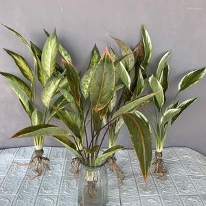 Decoratieve bloemen gesimuleerde bananenblad met wortel plastic planten valse bladeren huis balkon decoratie kunstmatige groene plant gepot zonder