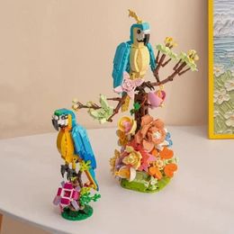 Fleurs décoratives Simulated Bird Buildings Blocys DIY Puzzle Toy Decorations Office Bureau Cadeaux à la maison à la famille et aux amis