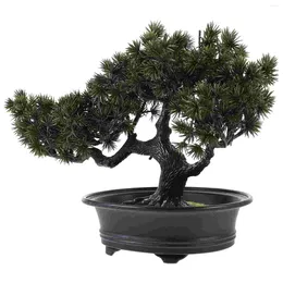 Fleurs décoratives simulées bonsaï faux Planta Mini Pot d'herbe modèle artificiel le décor de bureau arbre pin bureau en plastique