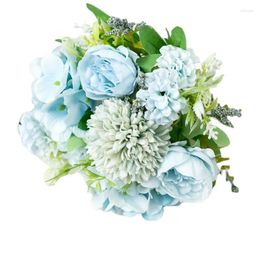 Fleurs décoratives Bouquet simulé de pivoines Boules brodées tenant des bouquets Pographie de mariage accessoires décoration à la maison