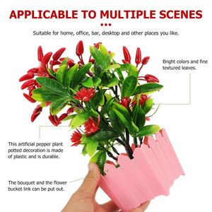 Fleurs décoratives simulées piment ornement plante de fleur en plastique bonsaï unique verdure artificielle pot de fleurs fausse simulation en pot