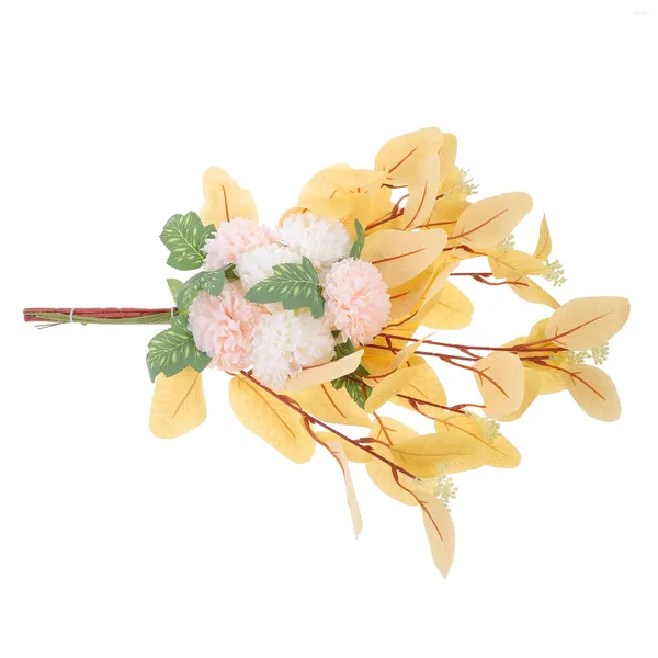Fleurs décoratives simulées chrysanthème boule Bouquet fleur artificielle décor de mariage grande mariée en tissu de soie mariée