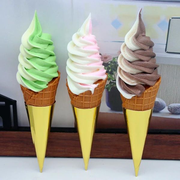 Flores decorativas simuladas DIY plástico falso cono de helado modelo realista seguro forma de pografo accesorios comida