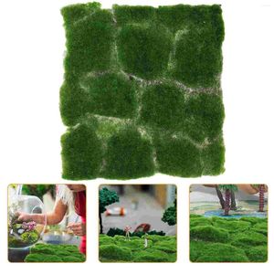 Fleurs décoratives simulées Fake Moss Accessoires de maison Simulation Green Turf Greenery décor carré pelouse Mat d'herbe en plastique