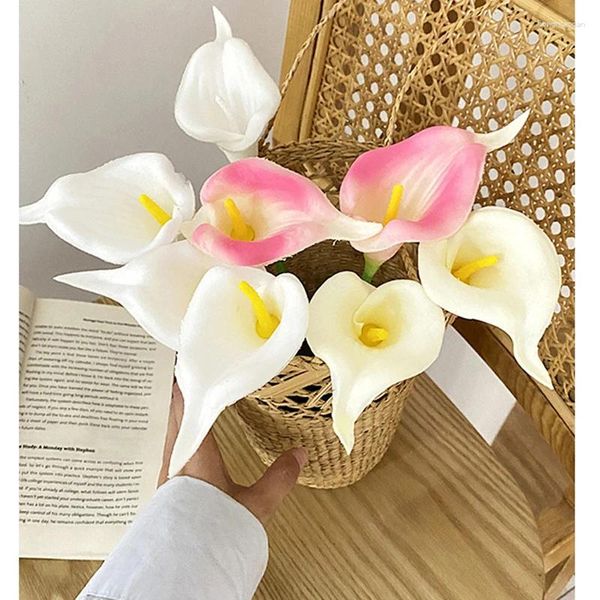 Fleurs décoratives simulées fleur Calla Lily artificielle pour mariage à la main décoration de la maison plante de Simulation florale