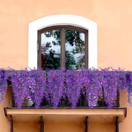 Fleurs décoratives Vin de fleur simulée Mur violet artificiel suspendu décoration de fête de mariage jardin familial