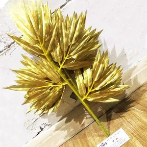 Fleurs décoratives Décoration de feuille dorée simulée Faux Bamboo quitte des accessoires de mariage artificiels chinois